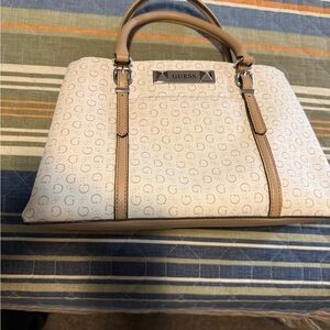 GUESS Beige and Brown Satchel